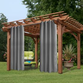 50" x 120" Outdoor Waterproof Grommets Window Curtains for Front Porch ,Gray