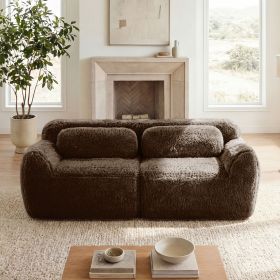 2-seater Modular Sectional Sofa Couches,Soft Fluffy Plush Fabric Bottom Anti-Slip Design,32D High Density Sponge,No Assembly Required Ergonomic D